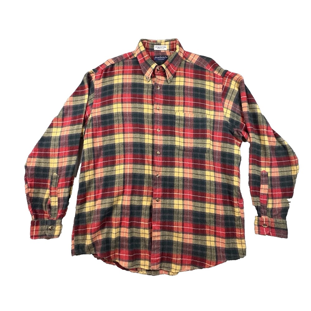 VTG Norman Stockton Inc Men's‎ XL Multicolor Plaid Flannel Button Down USA Made